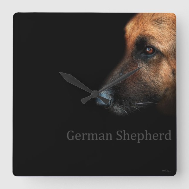 Schäferhund Quadratische Wanduhr (Vorderseite)