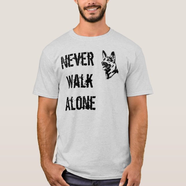 Schäferhund-Rettungs-T - Shirt gehen nie allein (Vorderseite)