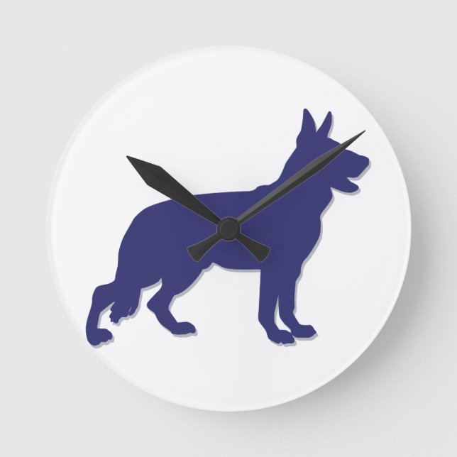 Schäferhund Runde Wanduhr (Vorderseite)
