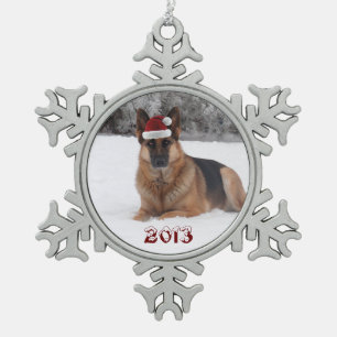 Schäferhund Schneeflocken Zinn-Ornament