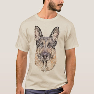 Schäferhund skizzierte Hundekunst T-Shirt