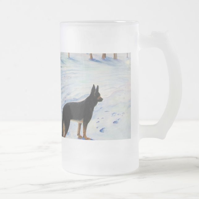 Schäferhund-Tasse Mattglas Bierglas (Rechts)