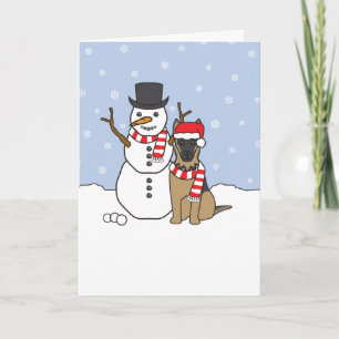 Schäferhund und Schneemann Feiertagskarte