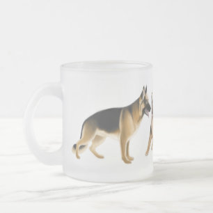 Schäferhund verfolgt mattierte GlasTasse Mattglastasse