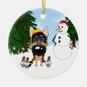 Schäferhund-Weihnachten Keramikornament