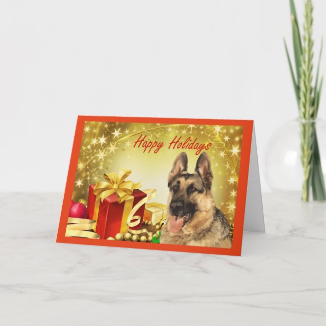 Schäferhund-Weihnachtskarten-Geschenke Feiertagskarte (Vorderseite)