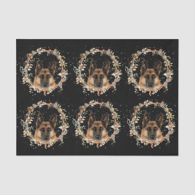 Schäferhund-Weihnachtsseidenpapier Seidenpapier (Vorderseite)