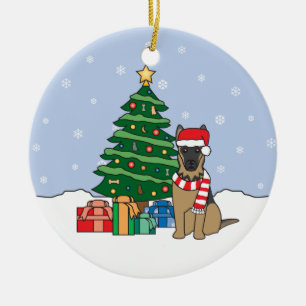 Schäferhund-Weihnachtsverzierung Keramik Ornament