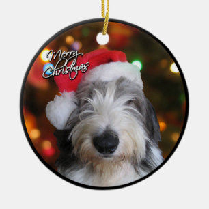 Schäferhund-Weihnachtsverzierung Sankt alte Keramikornament