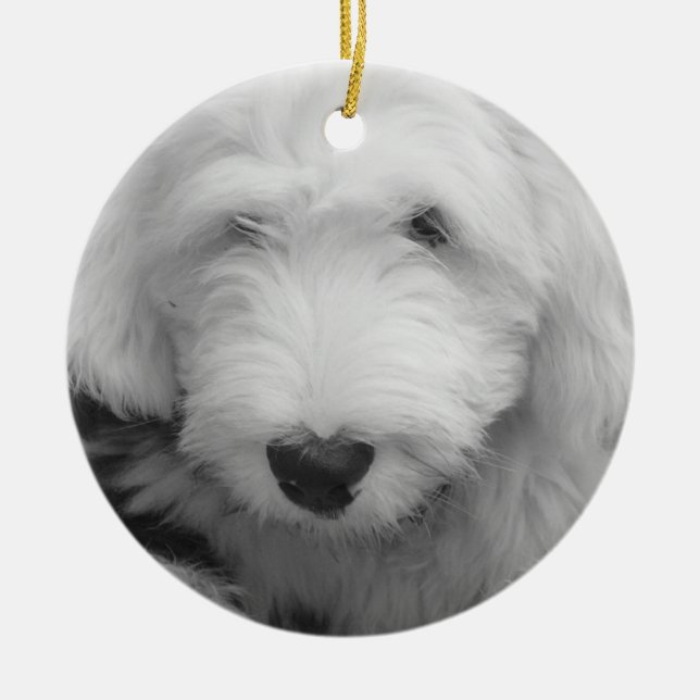 Schäferhund-Welpen-Verzierung Keramikornament (Vorne)