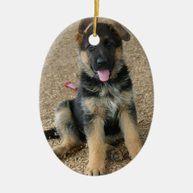 Schäferhund-Welpen-Verzierung Keramikornament (Vorne)