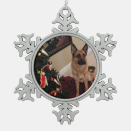 Schäferhund-Zinn-Schneeflocke-Verzierung Schneeflocken Zinn-Ornament