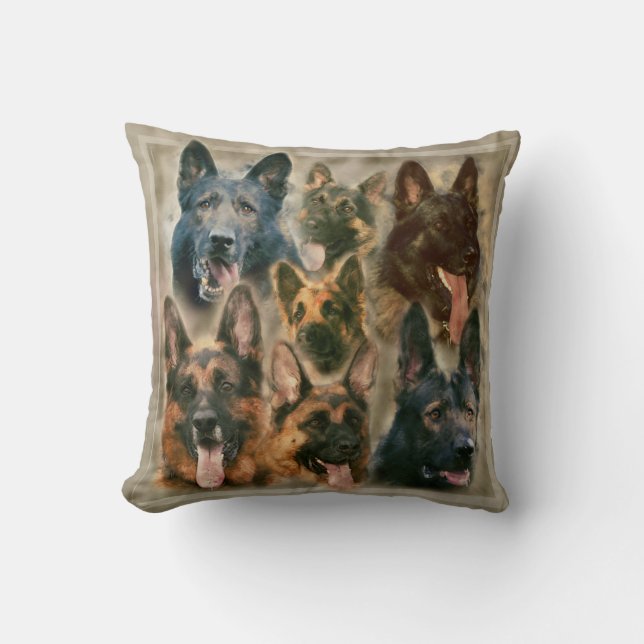 Schäferhundhund - GSD Malereicollage Kissen (Vorderseite)
