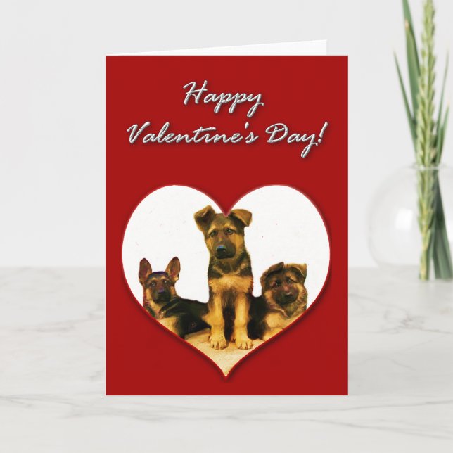 Schäferhundwelpen Valentinstag-Karte Feiertagskarte (Vorderseite)