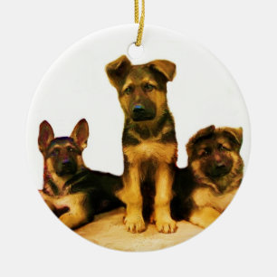 Schäferhundwelpenverzierung Keramik Ornament
