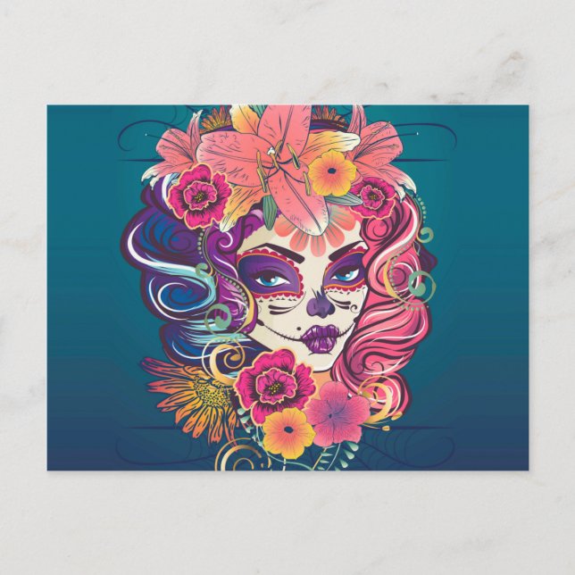 Schäferin in Blume Kronporträt Postkarte (Vorderseite)