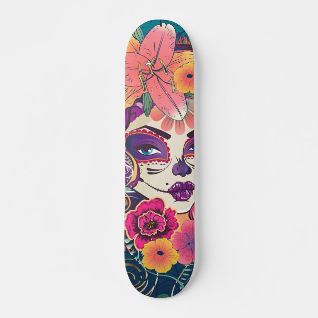 Schäferin in Blume Kronporträt Skateboard (Vorne)