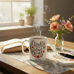 Schaff in mir ein reines Herz Blummonogramm Kaffeetasse