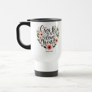 Schaff in mir ein reines Herz floral Reisebecher
