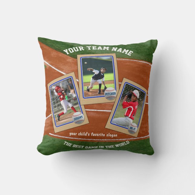 Schaffen Sie Baseballkarte-Sport-Collage Ihr Kissen (Vorderseite)