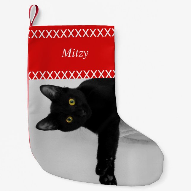 Schaffen Sie Ihr eigenes Haustier-Katzen-Foto Kleiner Weihnachtsstrumpf (Vorderseite)