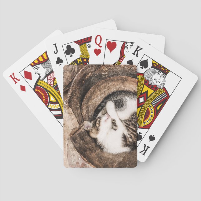 Schaffen Sie Ihre Selbst - Katzen-Nickerchen Spielkarten (Rückseite)