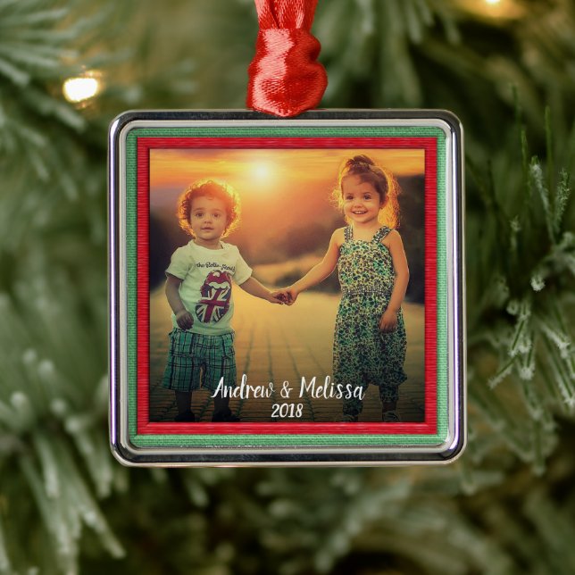 Schaffen Sie sich Ihr eigenes Foto Weihnachtsgepäc Ornament Aus Metall (Baum)