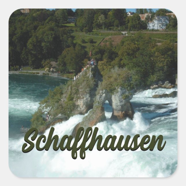 Schaffhausen Landschaftlicher Rheinfall in der Sch Quadratischer Aufkleber (Vorderseite)