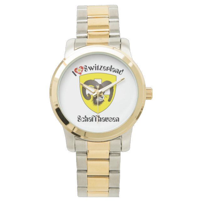 Schaffhausen Schweiz mit Schweizer Design ansehen Armbanduhr (Vorderseite)