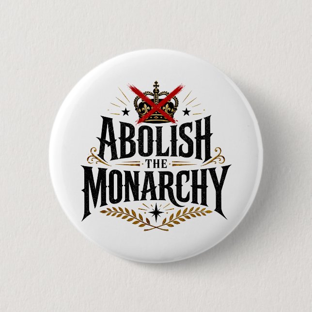 Schafft die Monarchie ab Keine Krone Button (Vorderseite)