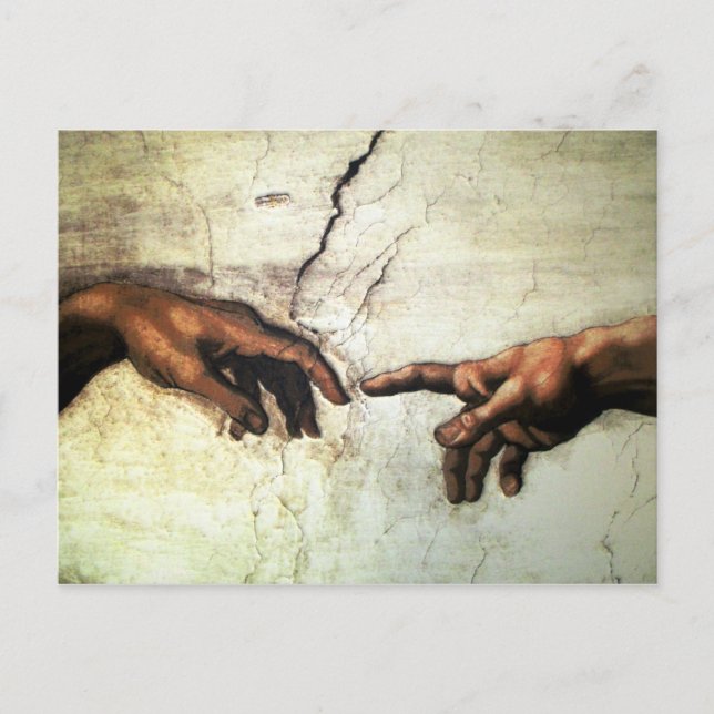 Schaffung von Adam - Hände Michelangelo 1475 - Postkarte (Vorderseite)