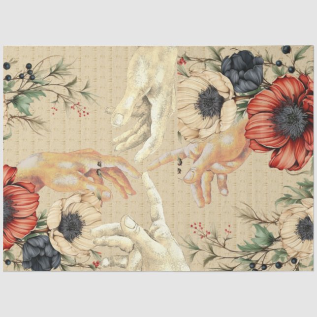 SCHAFFUNG VON ADAM-HÄNDEN FÜR GOTT FLORAL SEIDENPAPIER (Vorderseite)