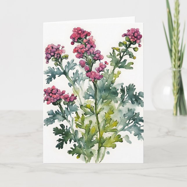 Schafgarbe - Aquarellblumen Karte (Vorderseite)