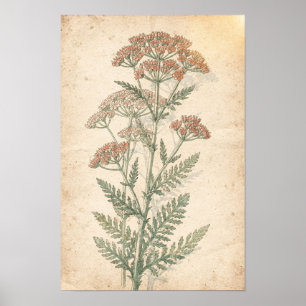 Schafgarbe Botanischer Druck Sanfte Gartenstudie Poster