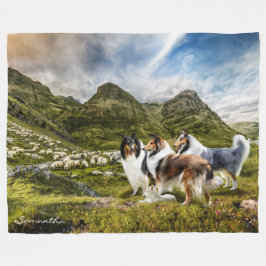 Schafherde Rough Collieses - Personalisiert Fleecedecke