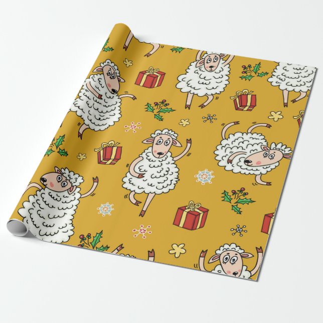 SchafHintergrund Vintag Geschenkpapier (Ungerollt)