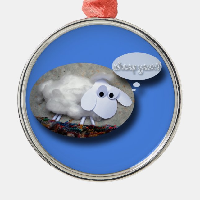 Schafjahr? Chinesisches Neujahr 2015 Silbernes Ornament (Vorne)