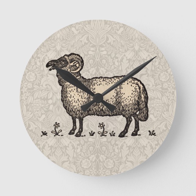 Schaflammfarm Vintag Runde Wanduhr (Vorderseite)