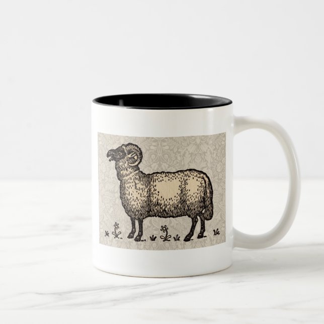 Schaflammfarm Vintag Zweifarbige Tasse (Rechts)