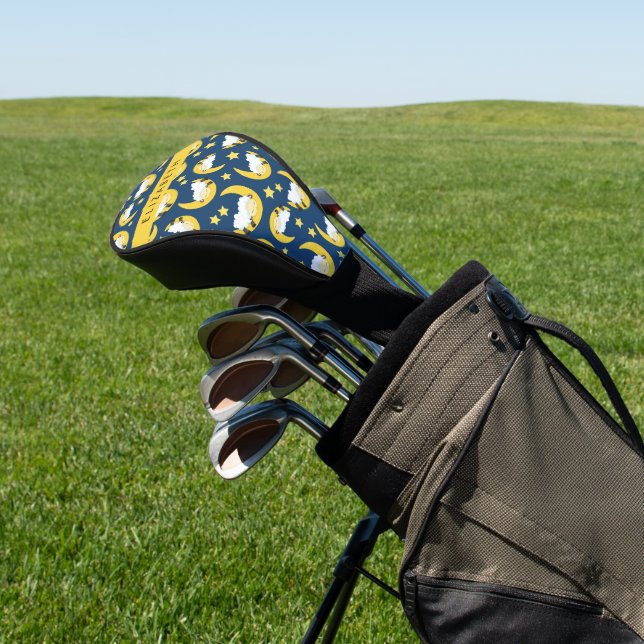 Schafmuster, schlafende Schafe, Mond, Ihr Name Golf Headcover (In SItu)
