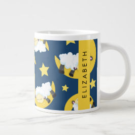 Schafmuster, schlafende Schafe, Mond, Ihr Name Jumbo-Tasse