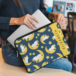 Schafmuster, schlafende Schafe, Mond, Ihr Name Laptopschutzhülle
