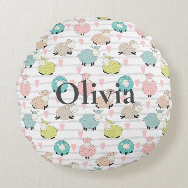 Schafname Baby Round Pillow Rundes Kissen (Vorderseite)