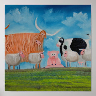 Schafschwein-Hochlandkuh Poster