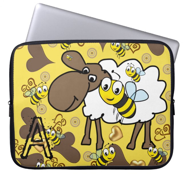 Schafsschläfe Brown Hearts Hummel Laptopschutzhülle (Vorderseite)