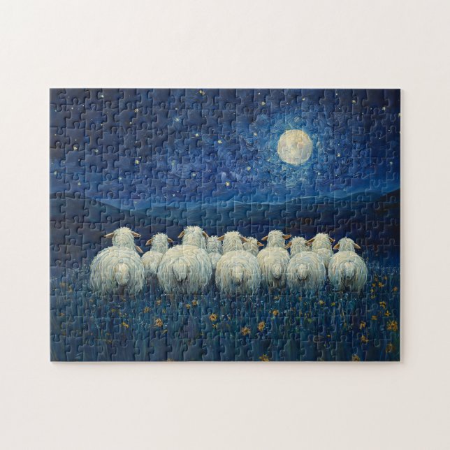 Schafsternenmalerei in der Nacht (Horizontal)