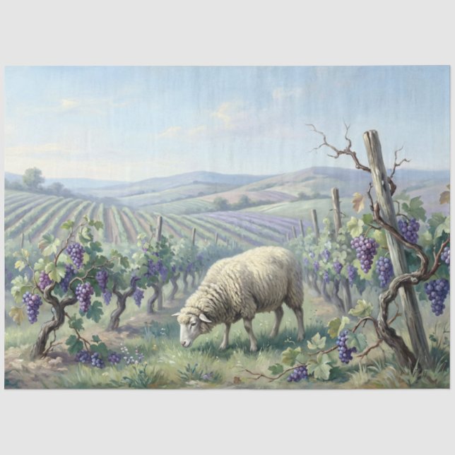 Schafweide im Weinberg Découpage Seidenpapier (Vorderseite)