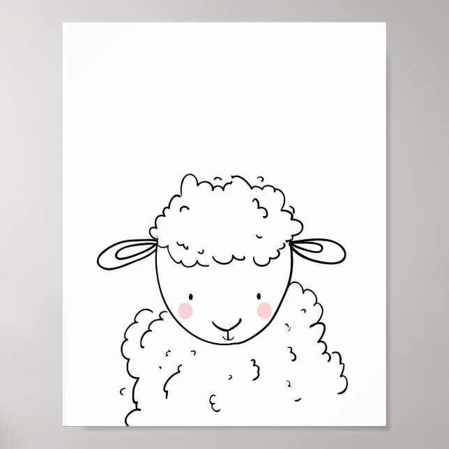 Schafzucht Kinderzimmer Lamm Wand monochrome Art Poster (Vorne)