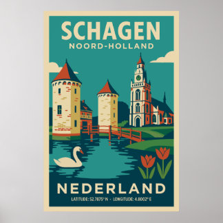 Schagen, Noord Holland - Niederlande Reise Poster