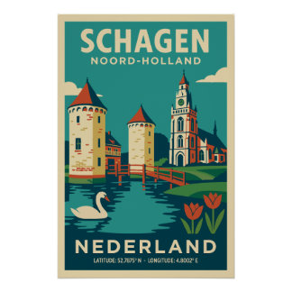Schagen, Noord-Holland Niederlande Reiseplakat Poster